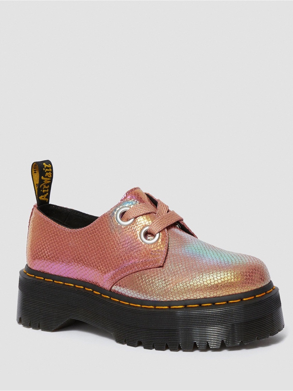 Dr. Martens Pink Iridescent Holly Platform Oxfords